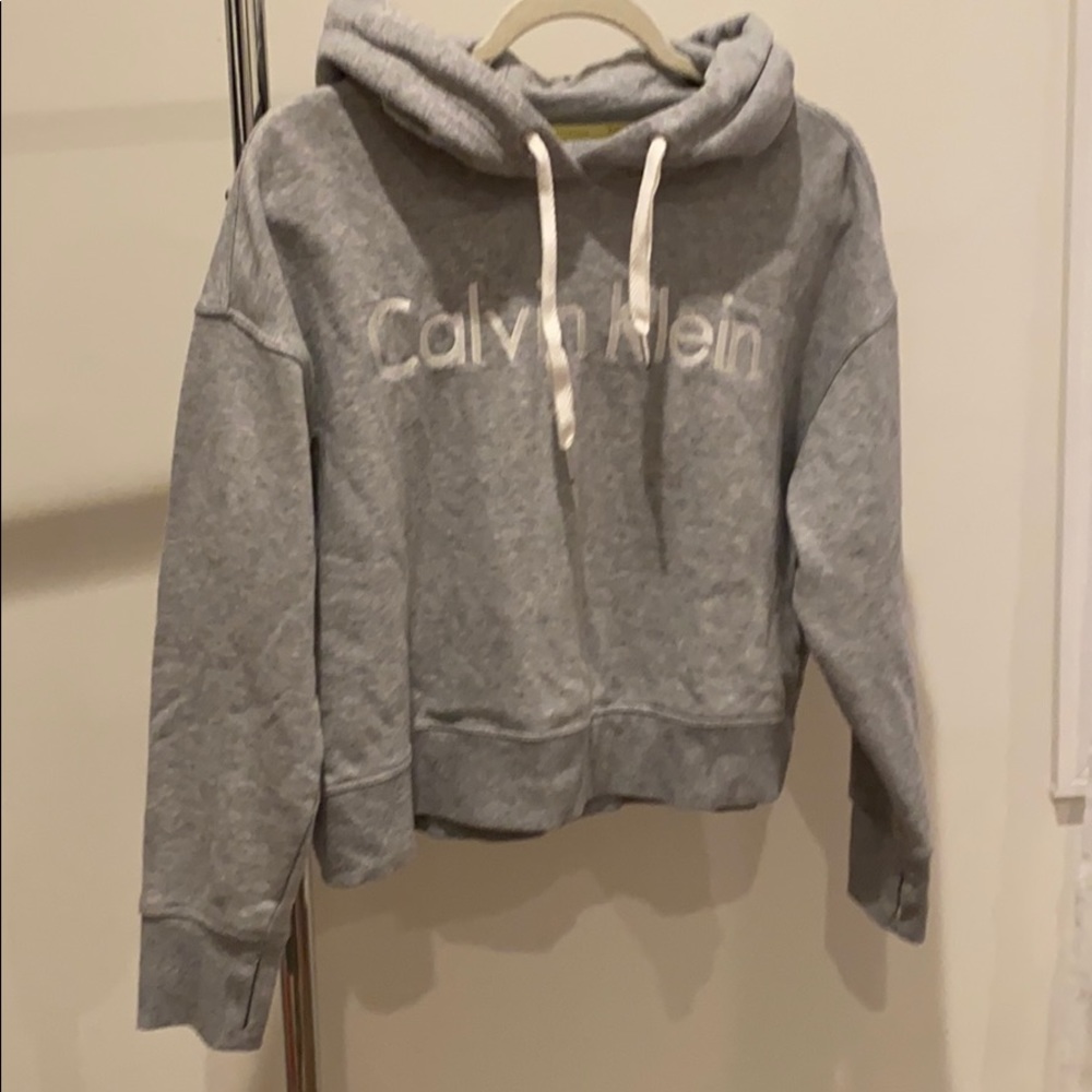Calvin Klein Gray Crop Hoodie